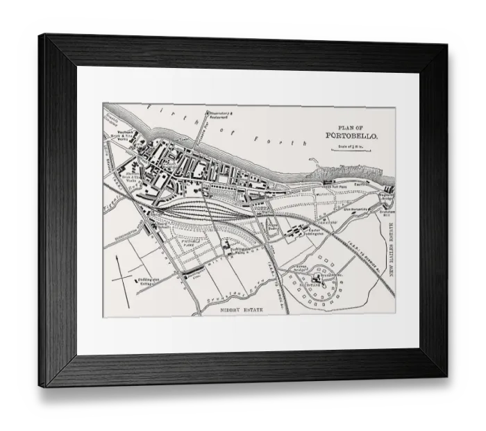 Framed Print : Plan of Portobello, Edinburgh, Scotland Framed Print : Plan of Portobello, Edinburgh, Scotland