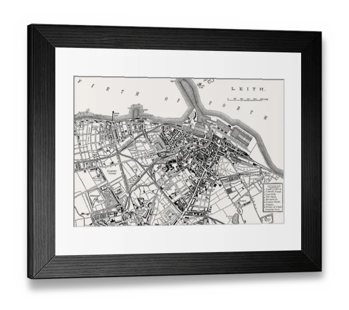 Framed Print : Plan of Leith, 1883, Edinburgh