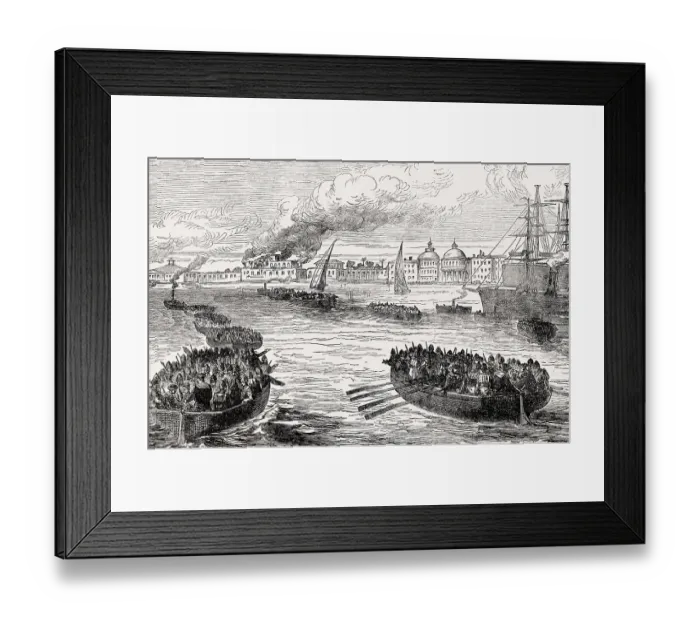 Framed Print : The Bombardment of Alexandria in Egypt by the British Mediterranean Fleet on 11-13 July 1882