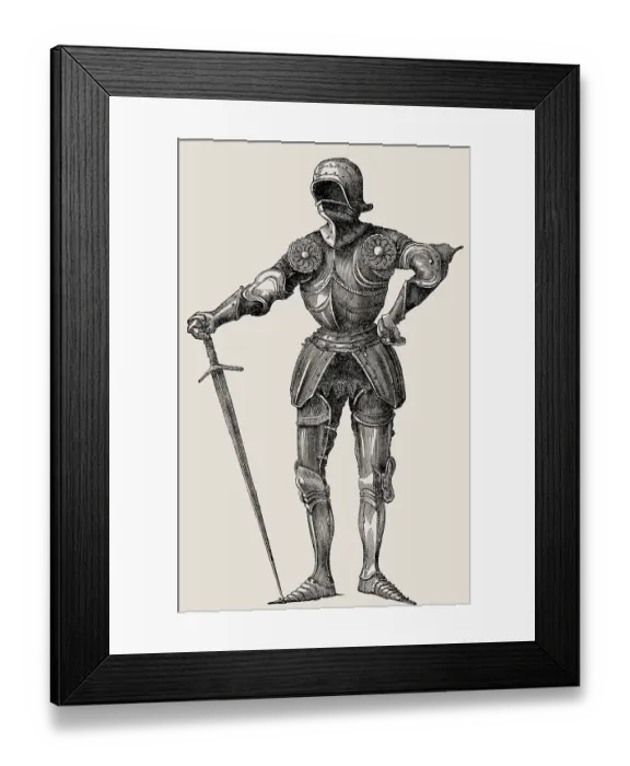 Framed Print : Suit of Armour at the Battle of Tewkesbury on 4th May 1471 Framed Print : Suit of Armour at the Battle of Tewkesbury on 4th May 1471