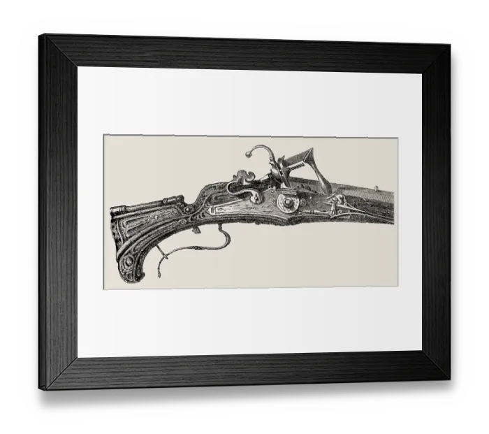 Framed Print : Musket, England, 17th century, From British Battles on Land and Sea Framed Print : Musket, England, 17th century, From British Battles on Land and Sea