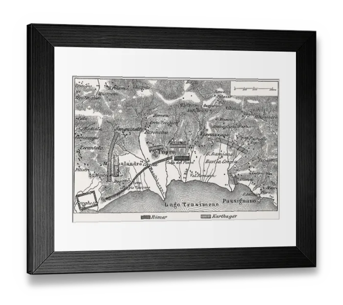 Framed Print : Battle of Lake Trasimene plan, Second Punic War Framed Print : Battle of Lake Trasimene plan, Second Punic War
