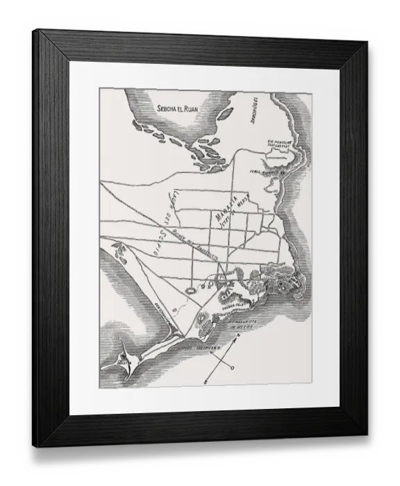 Framed Print : City plan of ancient Phoenician city of Carthage Framed Print : City plan of ancient Phoenician city of Carthage