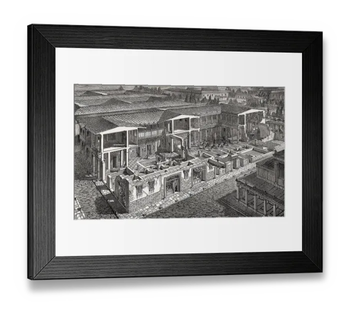 Framed Print : Cross-section of an ancient Roman House