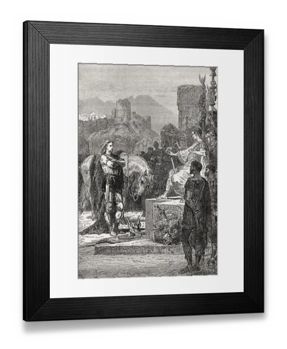 Framed Print : Vercingetorix throws down his arms at the feet of Julius Caesar