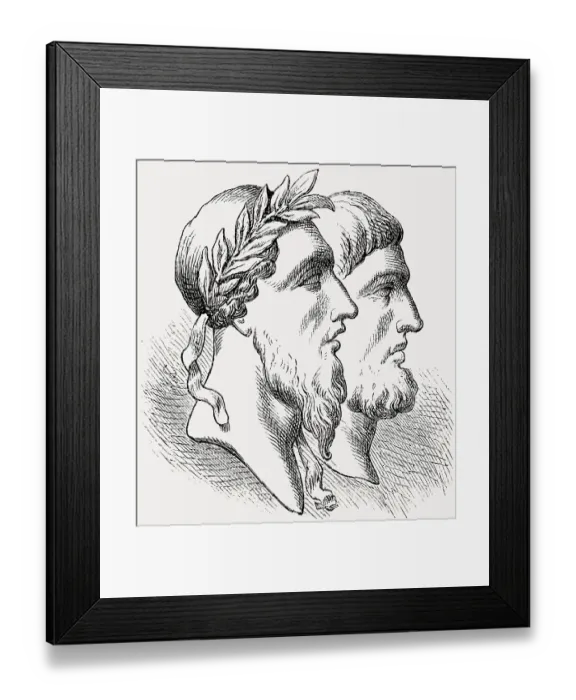 Framed Print : Romulus and Titus Tatius, ancient Roman foundation myth