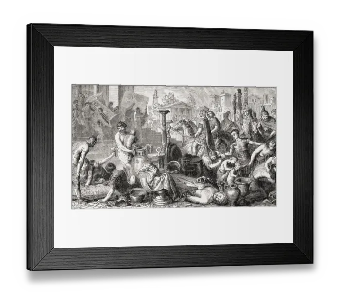 Framed Print : Romans plundering ancient Corinth in 146 BC Framed Print : Romans plundering ancient Corinth in 146 BC
