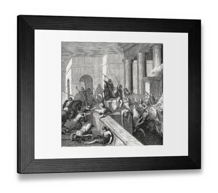 Framed Print : Gnaeus Pompeius Strabo and his soldiers fighting the forces of Marius and Lucius Cornelius Cinna