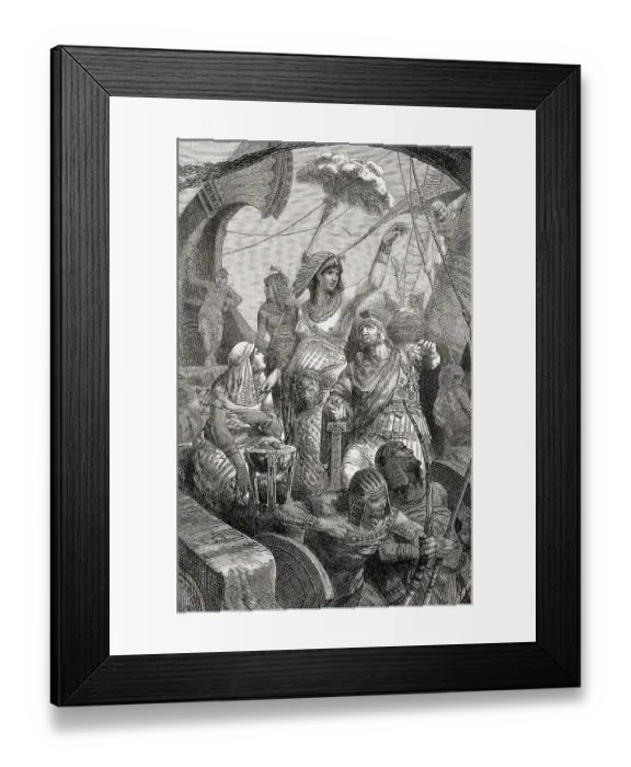 Framed Print : Marcus Antonius and Cleopatra at the Battle of Actium on 2 September 31 BC