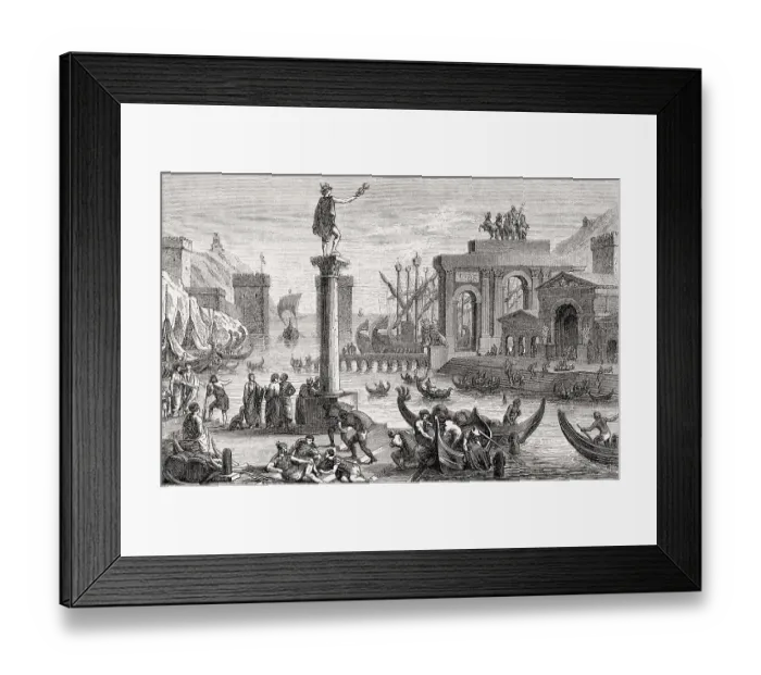 Framed Print : A reconstructed harbour city of ancient Rome Framed Print : A reconstructed harbour city of ancient Rome