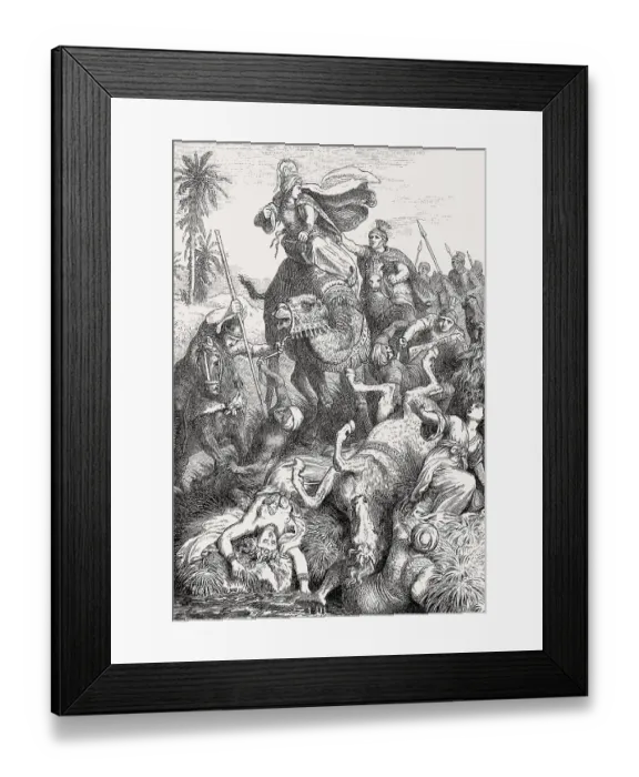 Framed Print : Roman Emperor Aurelian fighting against Septimia Zenobia