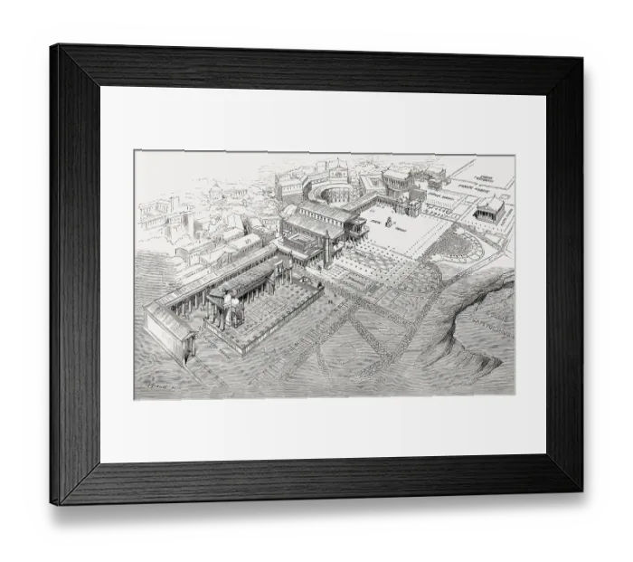Framed Print : Reconstruction of the Imperial Fora in ancient Rome
