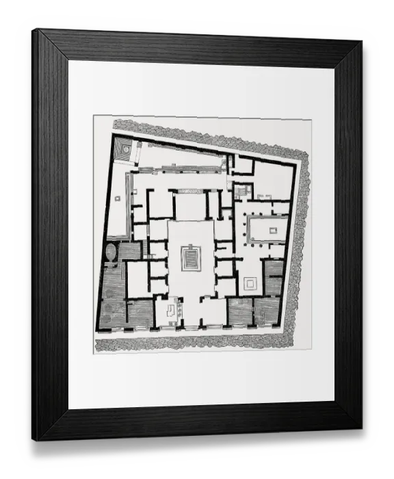 Framed Print : Plan of the House of Sallust, ancient Roman city of Pompeii