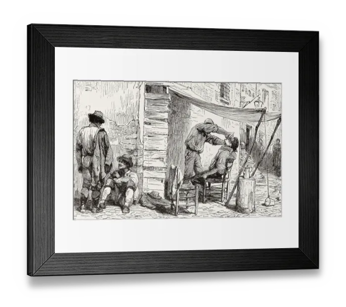 Framed Print : An outdoor-hairdresser, Rome, Italy