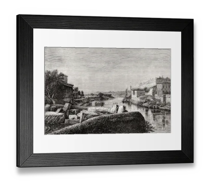 Framed Print : The Tiber river between St Michael Hospital and Aventine Hill