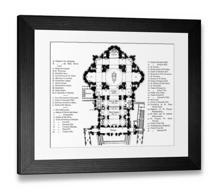 Framed Print : Plan of the Papal Basilica of St