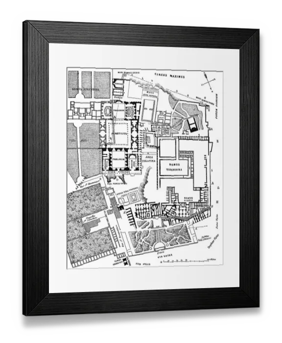 Framed Print : Plan of the excavations at Palatine Hill