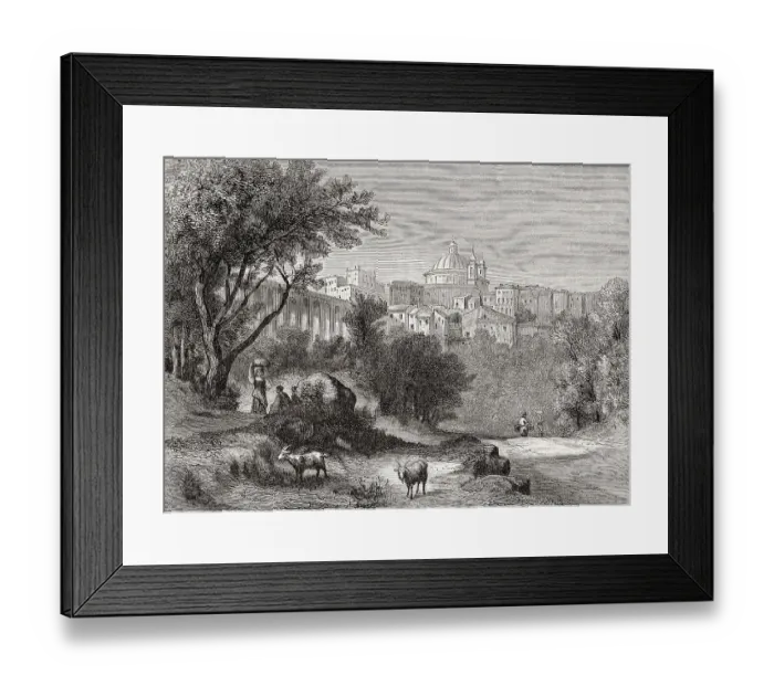 Framed Print : Old view of Ariccia, Metropolitan City of Rome