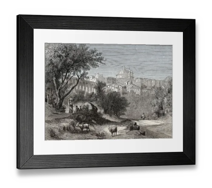 Framed Print : Old view of Ariccia, Metropolitan City of Rome Framed Print : Old view of Ariccia, Metropolitan City of Rome
