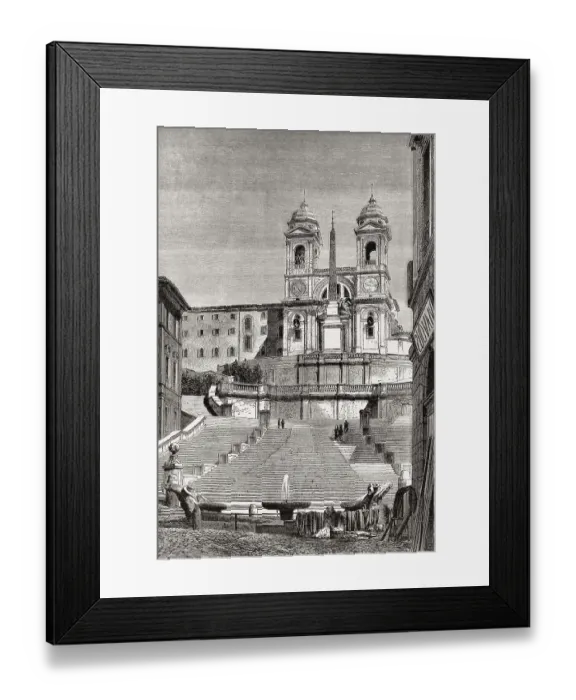 Framed Print : The Spanish Steps, Trinita dei Monti church at the top