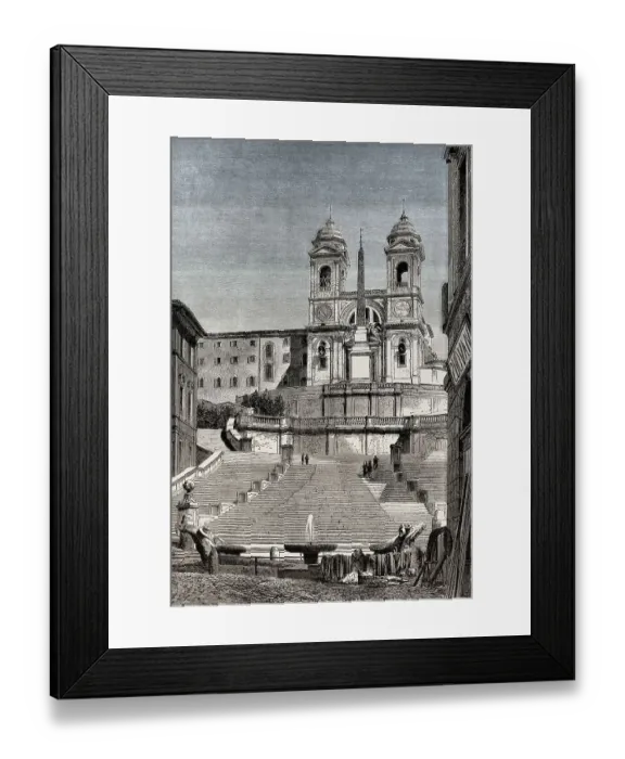 Framed Print : The Spanish Steps, Trinita dei Monti church at the top Framed Print : The Spanish Steps, Trinita dei Monti church at the top