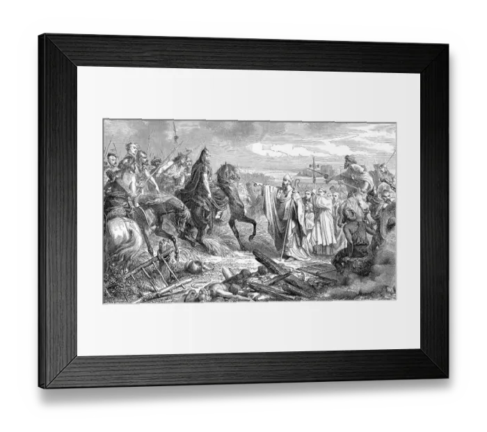 Framed Print : Saint Lupus, bishop of Troyes, saving Troyes from the Huns under Attila Framed Print : Saint Lupus, bishop of Troyes, saving Troyes from the Huns under Attila