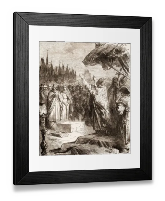 Framed Print : Pope Alexander III laying the foundation stone for the Notre-Dame de Paris in 1163