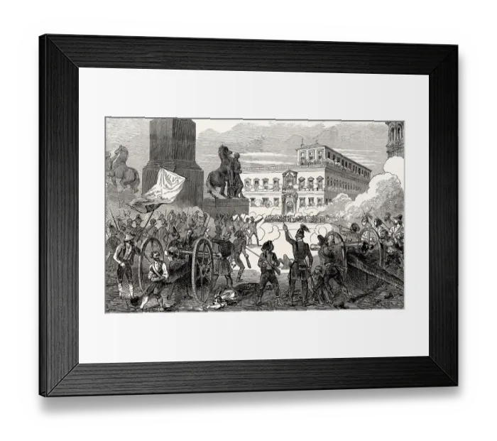 Framed Print : The uprising of the inhabitants against the Papal Legation of Bologna