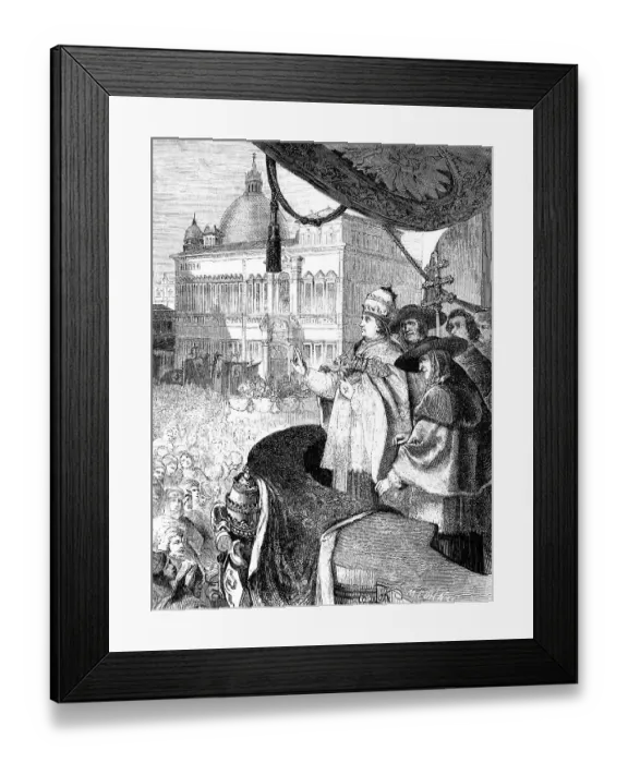 Framed Print : The new pope emerging onto the balcony to the adulation of the crowd