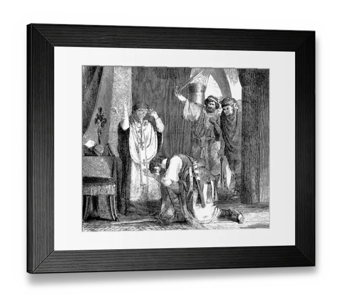 Framed Print : Pope Sergius I, c. 650 - 701, and his bodyguard protospatharios Zacharias