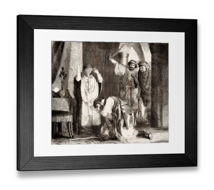 Framed Print : Pope Sergius I, c. 650 - 701, and his bodyguard protospatharios Zacharias