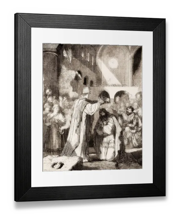 Framed Print : Pope Saint Leo III crowned Charlemagne Imperator Romanorum