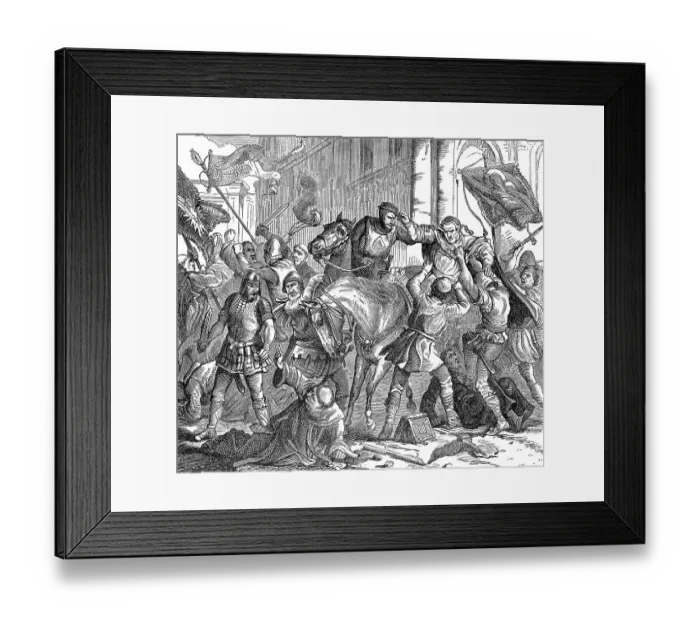 Framed Print : Pope Benedict VIII is torn from his horse