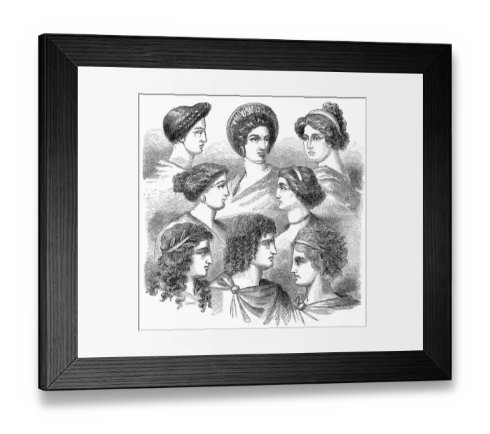 Framed Print : Traditional hairstyles in ancient Greece