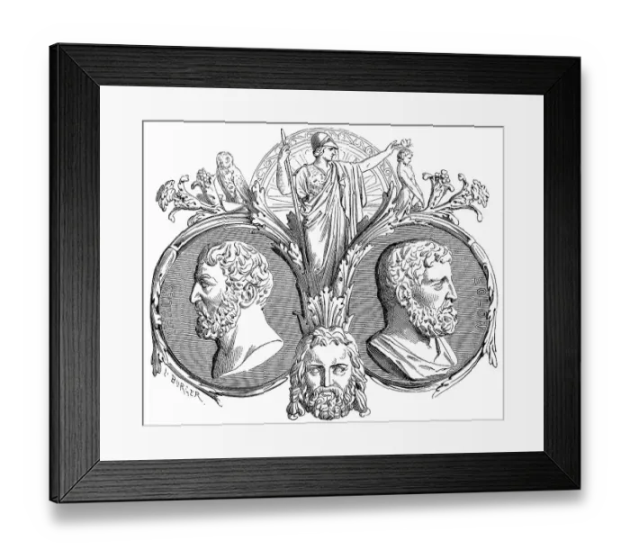Framed Print : Solon and Thales of Miletus, part of the Seven Sages of Ancient Greece