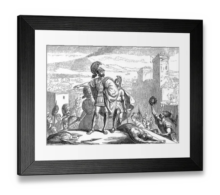 Framed Print : Timoleon c. 411-337 BC, a Greek statesman and general at Syracuse with the dead Hicetas Framed Print : Timoleon c. 411-337 BC, a Greek statesman and general at Syracuse with the dead Hicetas