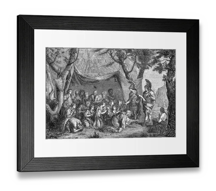 Framed Print : Alexander the Great and Darius wife with Persian concubines after the Battle of Issus Framed Print : Alexander the Great and Darius wife with Persian concubines after the Battle of Issus