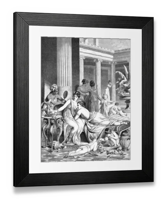 Framed Print : Morning scene in an ancient Greek women's peristyle
