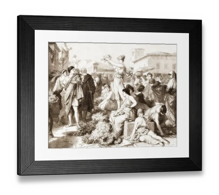 Framed Print : Flower market at Athens in ancient Greece Framed Print : Flower market at Athens in ancient Greece