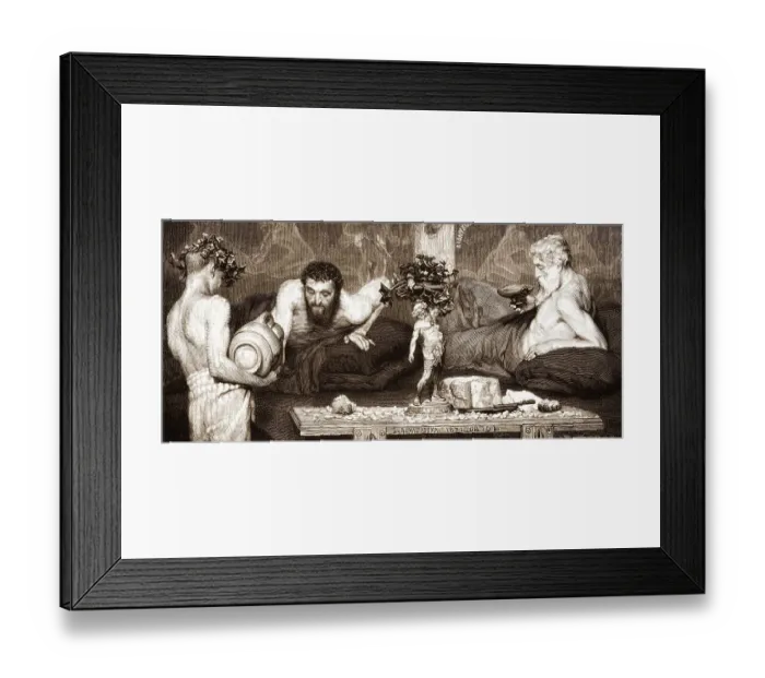 Framed Print : Men drinking wine in ancient Greece