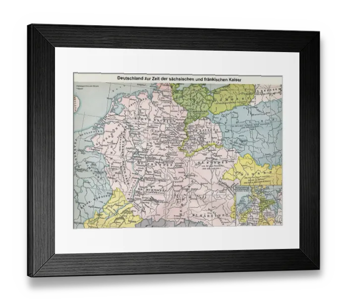 Framed Print : Historical map of Germany during the period of the Saxon Frankish emperors Framed Print : Historical map of Germany during the period of the Saxon Frankish emperors