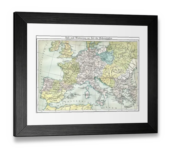 Framed Print : Historical map of he Hohenstaufen Period Framed Print : Historical map of he Hohenstaufen Period