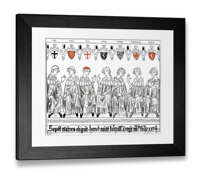 Framed Print : Illustration of Prince-electors in deliberation