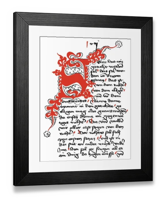 Framed Print : Facsimile of a certificate of Medieval legal order Framed Print : Facsimile of a certificate of Medieval legal order