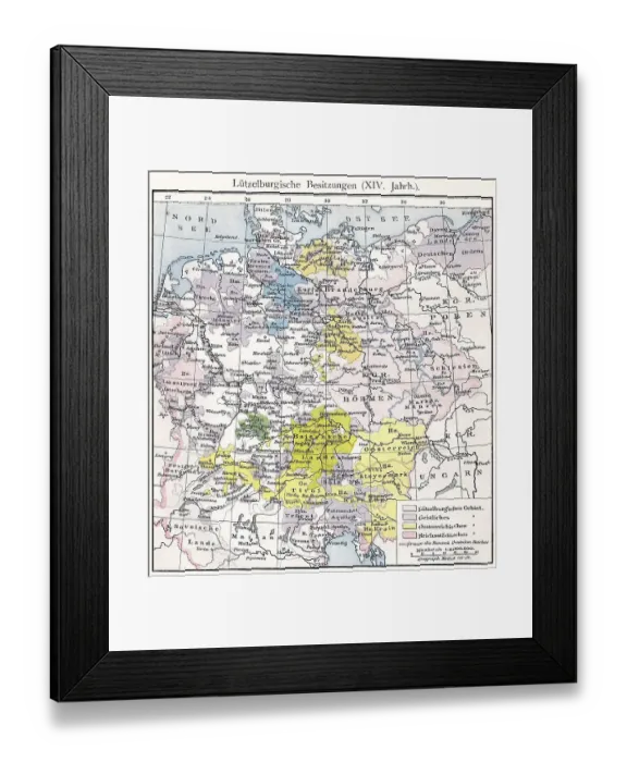 Framed Print : Historical map of the Holy Roman Empire under Charles IV