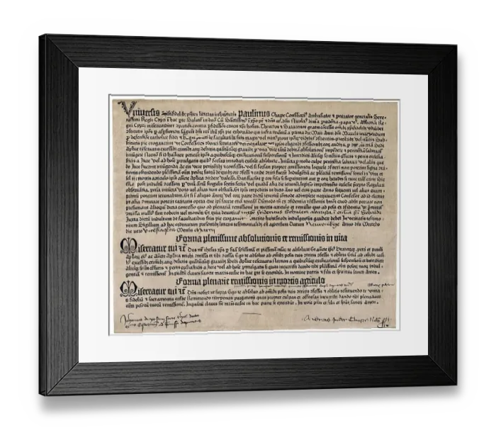 Framed Print : German Letter of Indulgence, 1445
