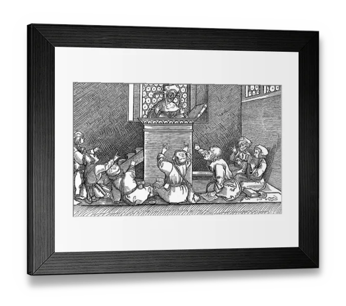 Framed Print : School lesson with children, 16th century Framed Print : School lesson with children, 16th century