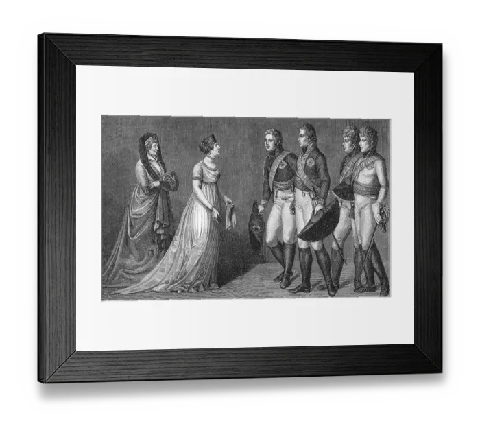 Framed Print : King Frederick William III of Prussia presenting Emperor Alexander I of Russia to his wife Queen Louise of