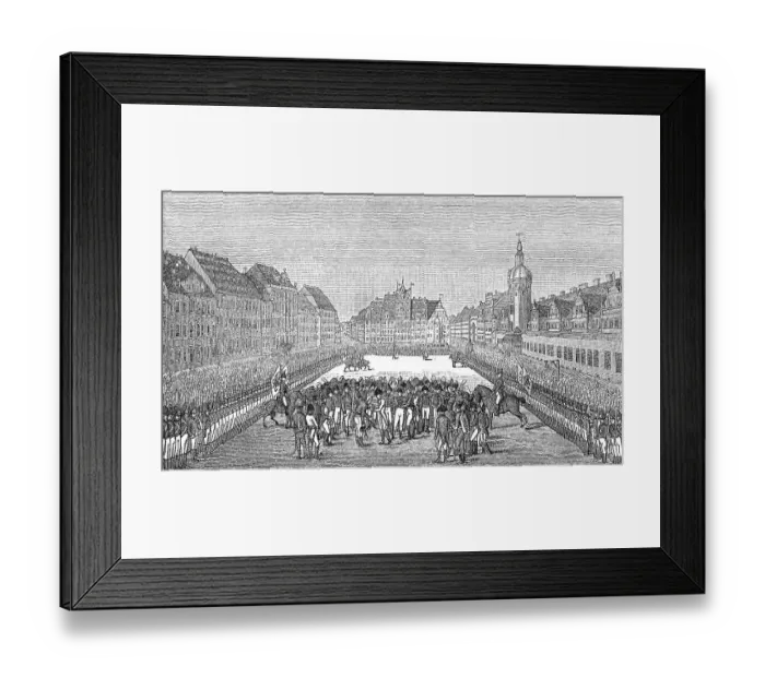 Framed Print : The monarchs and generals at the market place in Leipzig on 19