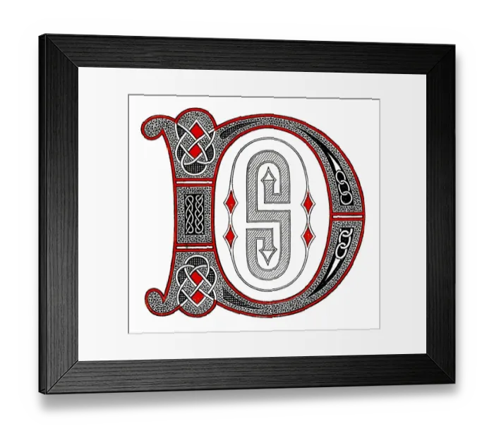 Framed Print : Decorated letters, Initials from the 11th century